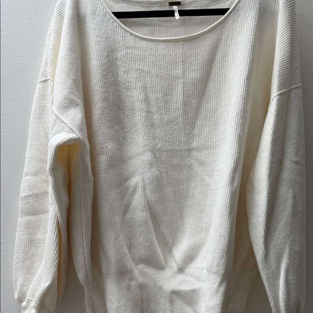 Free People Ivory Ribbed Knit Top - Picture 3 of 5